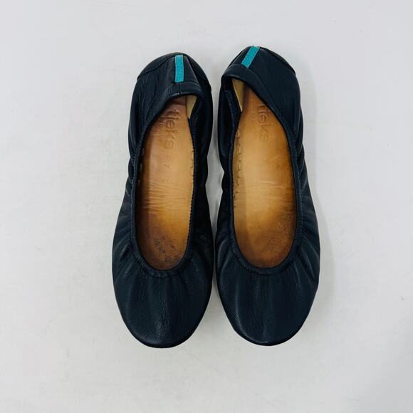 Tieks by Gavrieli Ballet Flats Navy Blue Leather Foldable Travel Shoes Size 7 - Picture 5 of 13